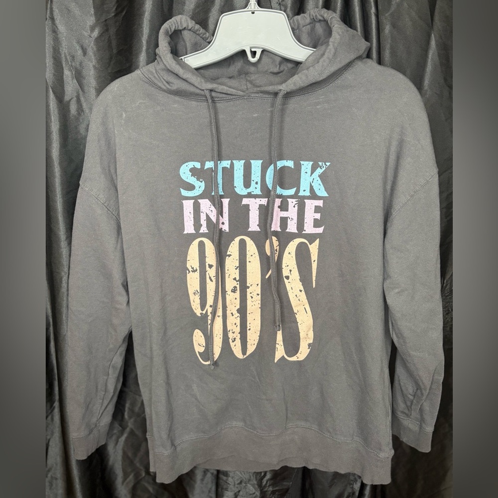 Vintage Canvas “Stuck in the 90’s” Gray Hoodie Size M